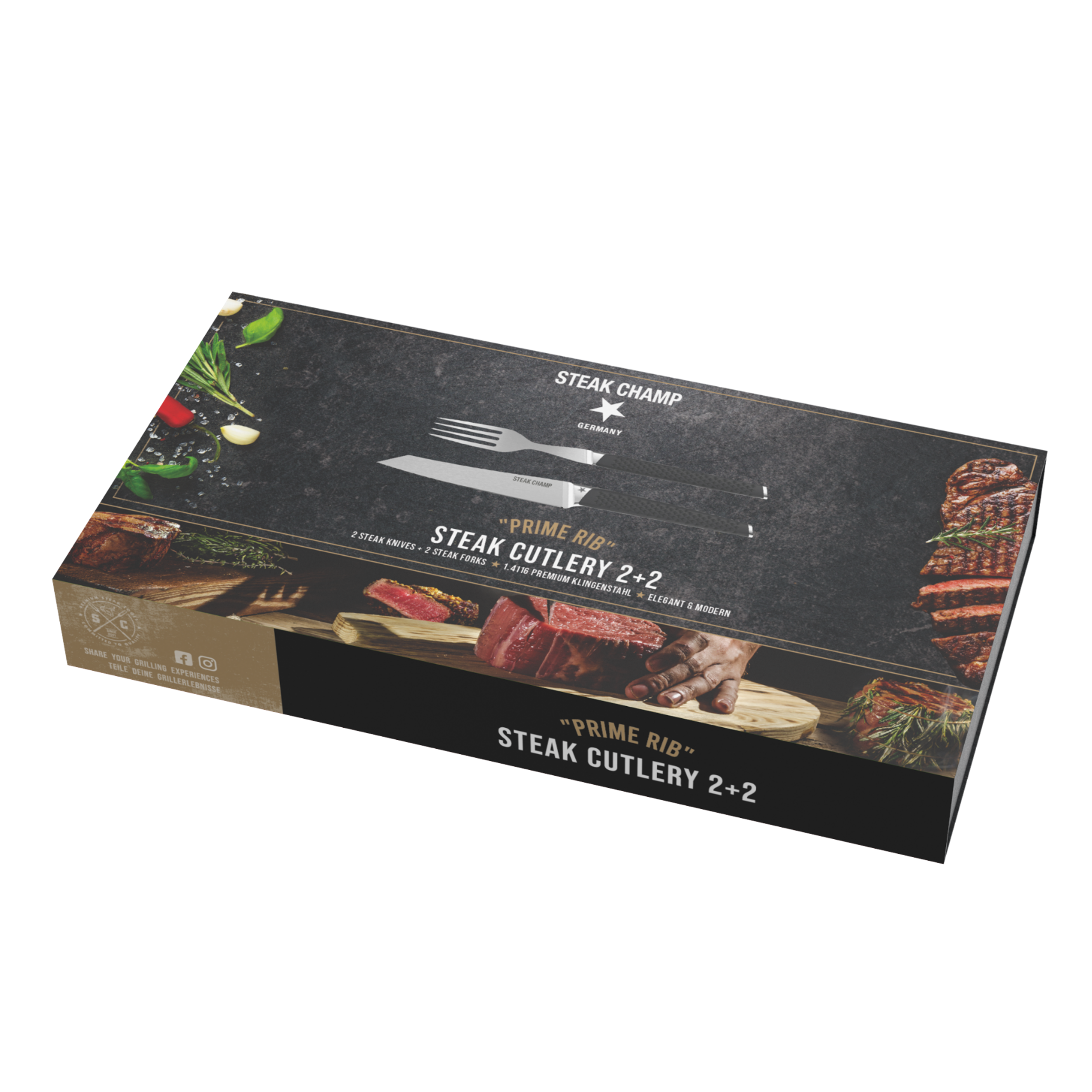 Steak Cutlery 2+2 "Prime Rib" | Magnetic Box