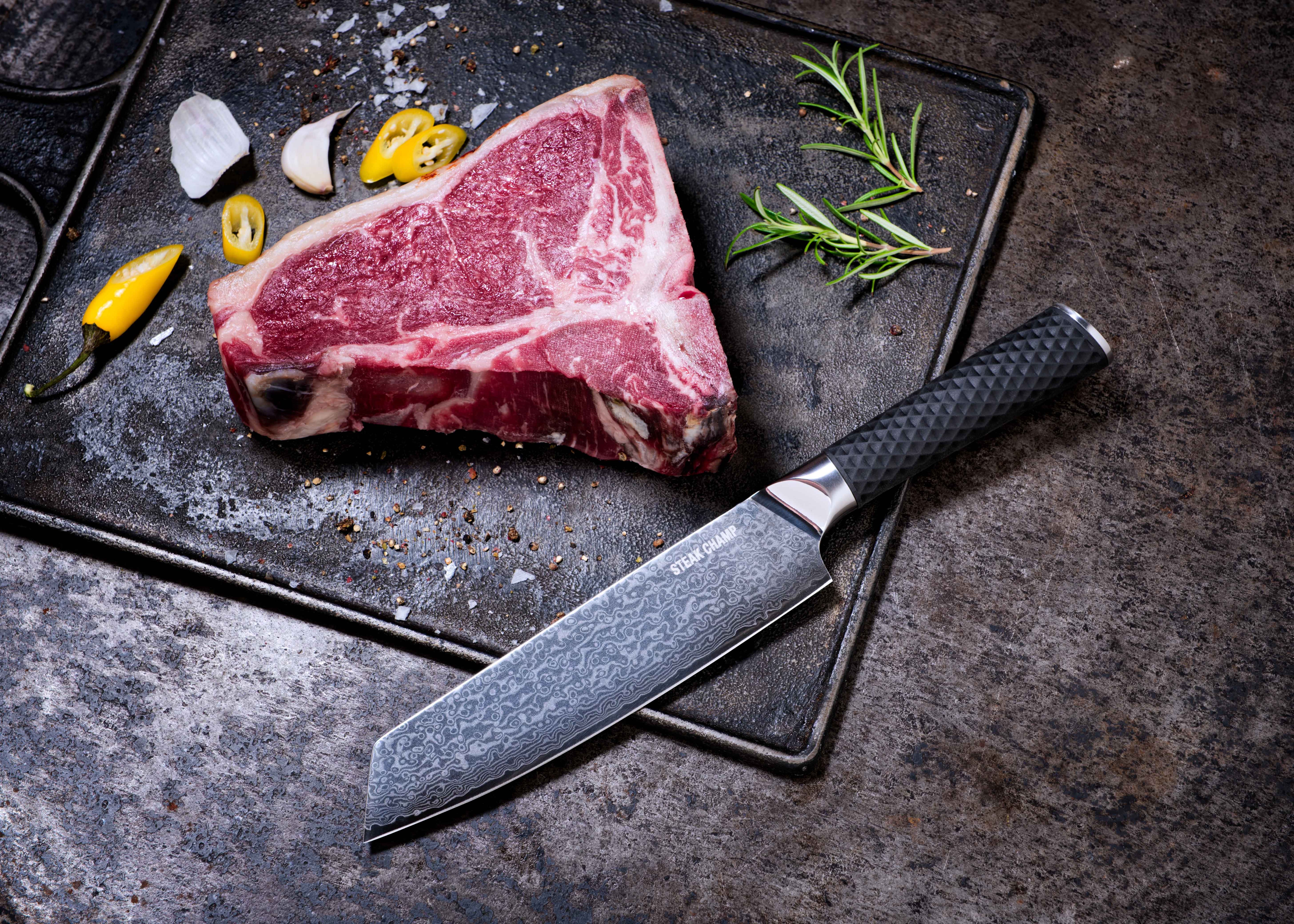 DAMAST KÜCHENMESSER „WAGYU“ | MIT LEDERSCHEIDE