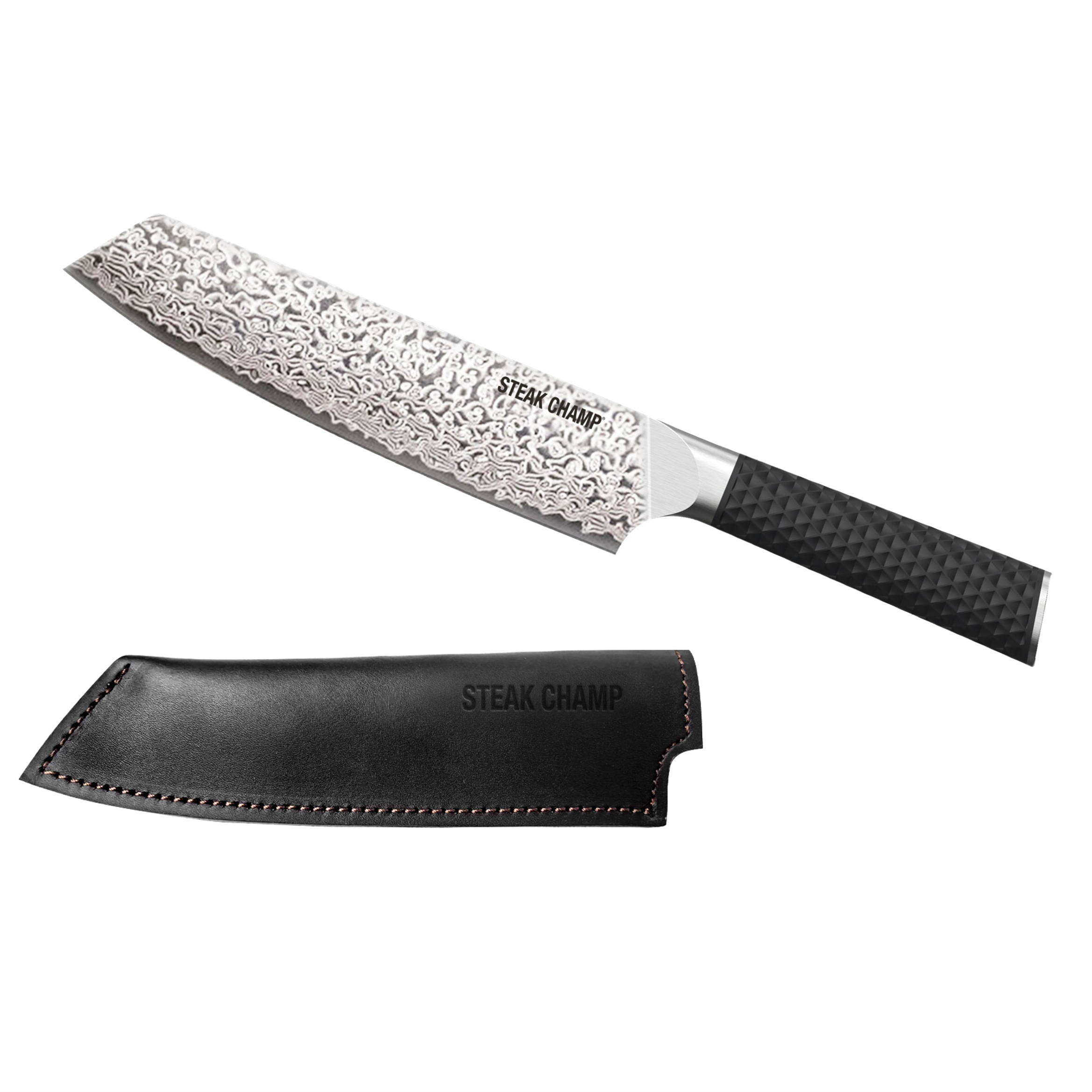 Damascus Chef Knife "Wagyu", 20cm/8” with Leather Sheath