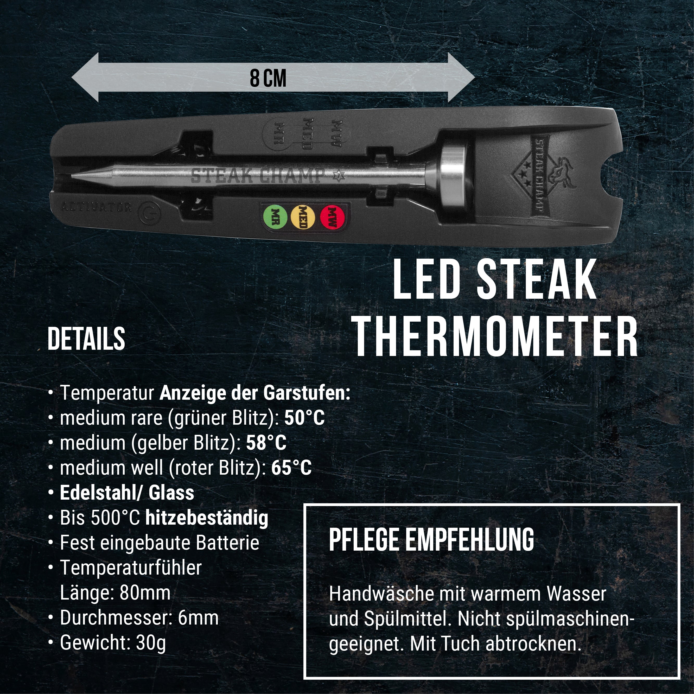 STEAK-THERMOMETER | MIT 3-FARBIGER LED
