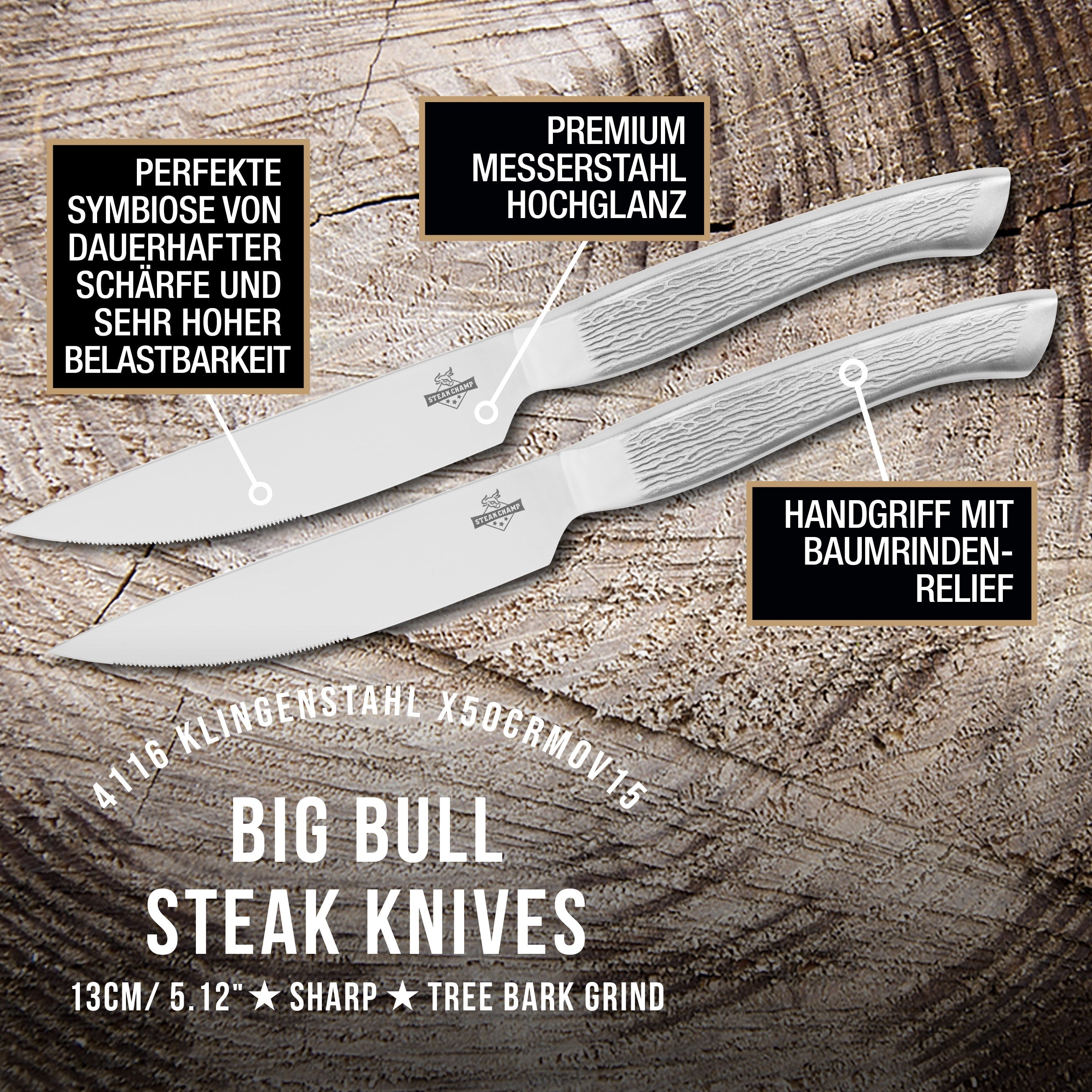Big Bull Steakmesser-Set 2-teilig 12 cm